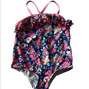 PINK PLATINUM-PUNK AND BLUE FLORAL ONE PIECE SWIMSUIT